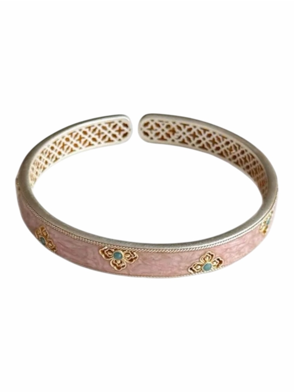 Enamel Cuff Bracelet Silver Plated NWT